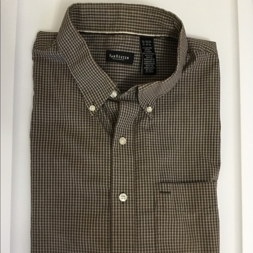 💙 3/$30 Van Heusen XL Brown Short Sleeve